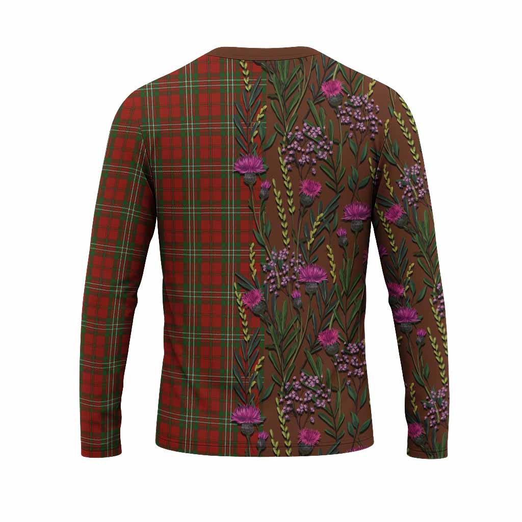 Scott Family Crest Tartan Long Sleeve T-Shirt Scottish Thistle Flower Pattern Half Style - Tartan Vibes Clothing