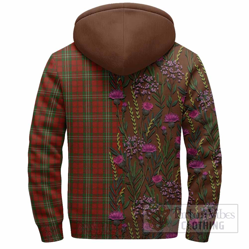 Scott Family Crest Tartan Sherpa Hoodie Scottish Thistle Flower Pattern Half Style - Tartan Vibes Clothing
