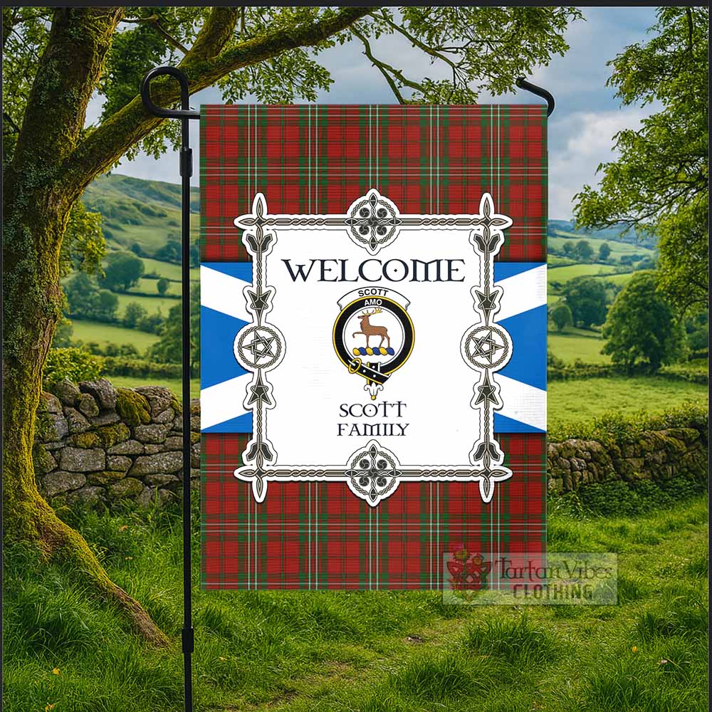 Scott Family Crest Tartan Welcome Garden Flag Saltire Harmony Style - Tartan Vibes Clothing