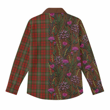 Scott Family Crest Tartan Women Casual Shirt Scottish Thistle Flower Pattern Half Style