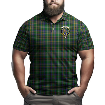 Scott Green Tartan Men's Polo Shirt with Family Crest