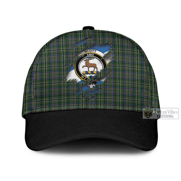 Scott Green Tartan Classic Cap with Family Crest In Me Style