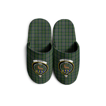 Scott Green Tartan Home Slippers with Family Crest