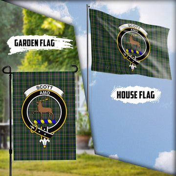 Scott Green Tartan Flag with Family Crest