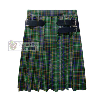Scott Green Tartan Men's Pleated Skirt - Fashion Casual Retro Scottish Kilt Style