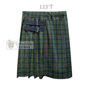 Scott Green Tartan Men's Pleated Skirt - Fashion Casual Retro Scottish Kilt Style