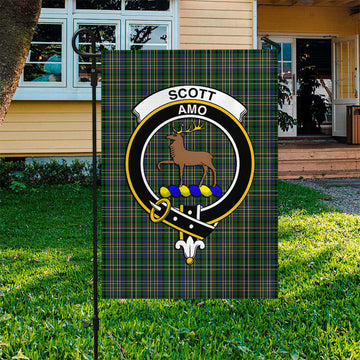 Scott Green Tartan Flag with Family Crest
