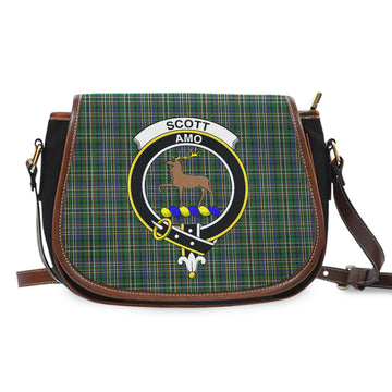 Scott Green Tartan Saddle Bag with Family Crest