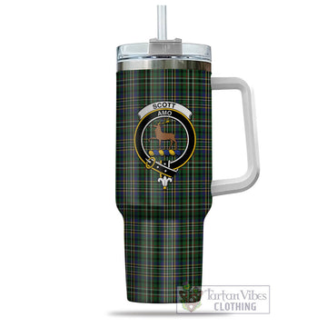 Scott Green Tartan and Family Crest Tumbler with Handle