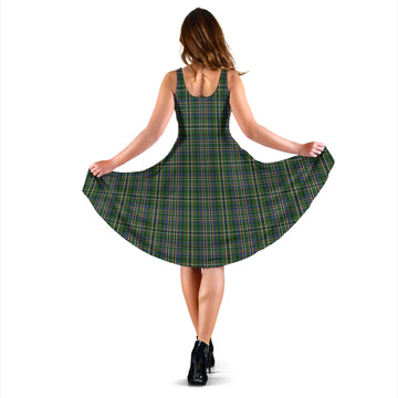 Scott Green Tartan Sleeveless Midi Womens Dress