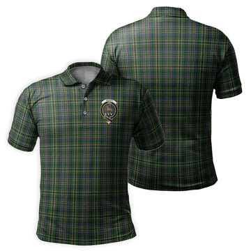Scott Green Tartan Men's Polo Shirt with Family Crest