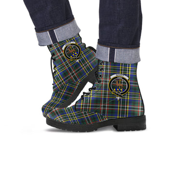 Scott Green Modern Tartan Leather Boots with Family Crest