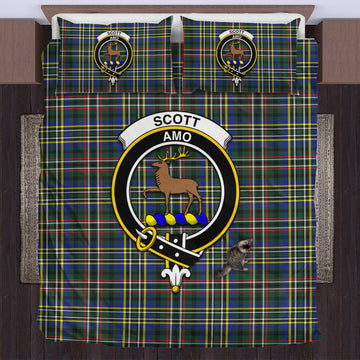 Scott Green Modern Tartan Bedding Set with Family Crest