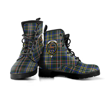 Scott Green Modern Tartan Leather Boots with Family Crest