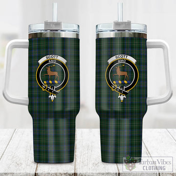Scott Hunting Tartan and Family Crest Tumbler with Handle