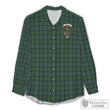 Scott Hunting Tartan Womens Casual Shirt with Family Crest