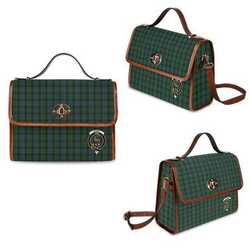 scott-hunting-tartan-leather-strap-waterproof-canvas-bag-with-family-crest