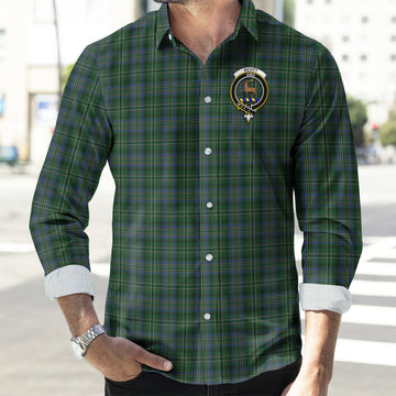 Scott Hunting Tartan Long Sleeve Button Up Shirt with Family Crest