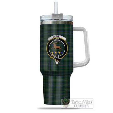Scott Hunting Tartan and Family Crest Tumbler with Handle