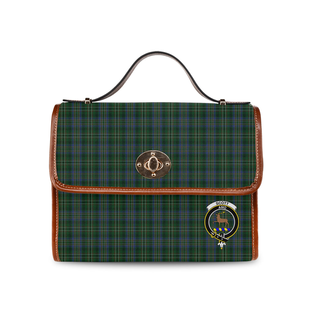 scott-hunting-tartan-leather-strap-waterproof-canvas-bag-with-family-crest