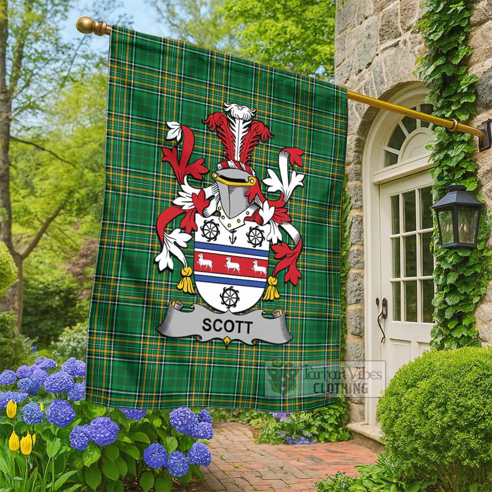 Scott Irish Clan Tartan Flag with Coat of Arms