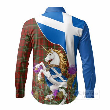 Scott Scottish Tartan Crest Unicorn Heritage Long Sleeve Button Shirts - Tartan Vibes Clothing