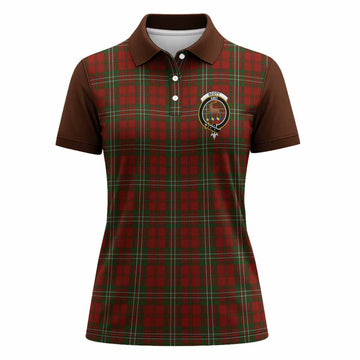 Scott Tartan Accent Women Polo Shirt with Family Crest