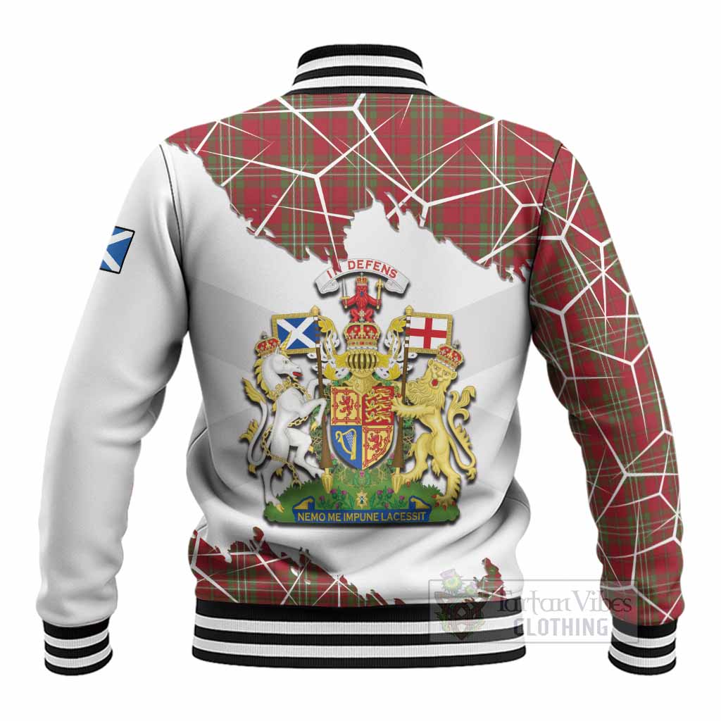 Scott Tartan Baseball Jacket with Family Crest and Lion Rampant Grunge Style