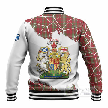 Scott Tartan Baseball Jacket with Family Crest and Lion Rampant Grunge Style