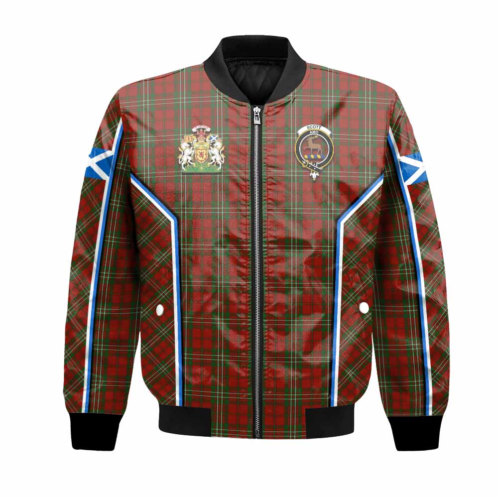 Scott Tartan Crest Bomber Jacket Scotland Coat of Arm Flag Style - Tartan Vibes Clothing