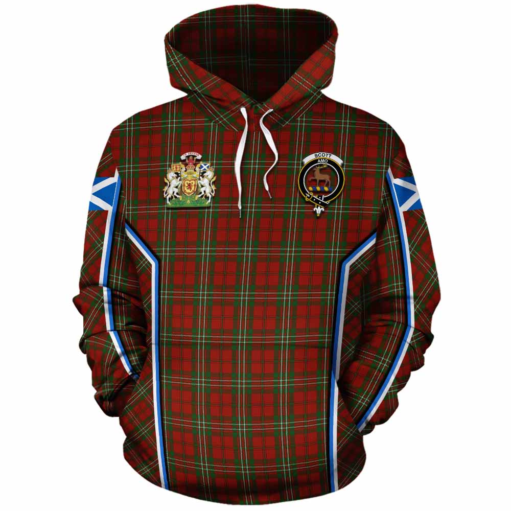 Scott Tartan Crest Cotton Hoodie Scotland Coat of Arm Flag Style - Tartan Vibes Clothing
