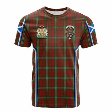 Scott Tartan Crest Cotton T-shirt Scotland Coat of Arm Flag Style