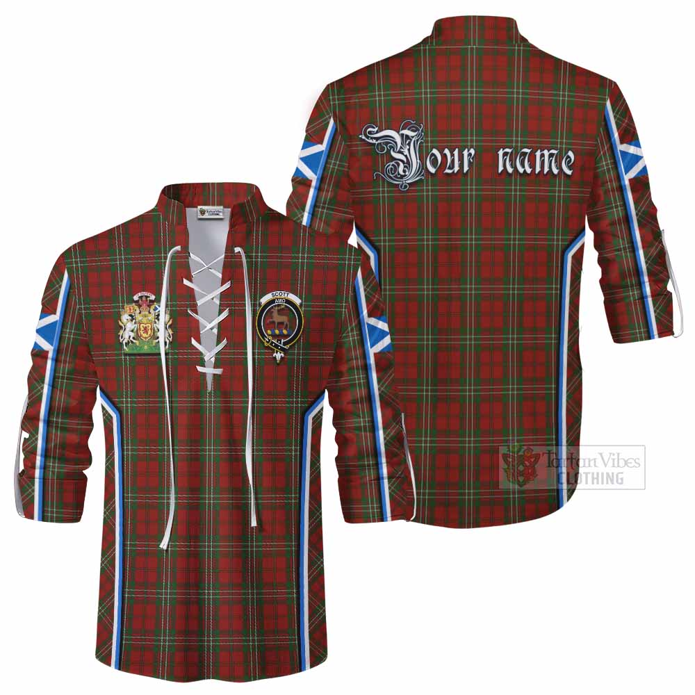 Scott Tartan Crest Ghillie Kilt Shirt Scotland Coat of Arm Flag Style - Tartan Vibes Clothing