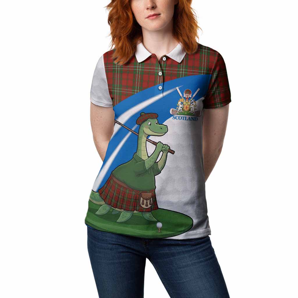 Scott Tartan Crest Golf Nessie Women Polo Shirt Loch Ness Monster Sporty Style