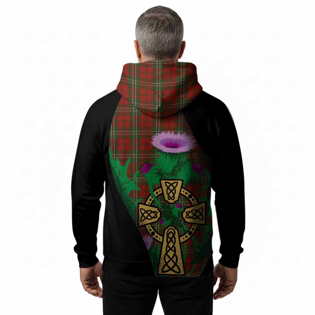 Scott Tartan Crest Hoodie Celtic Cross Thistle Flowers