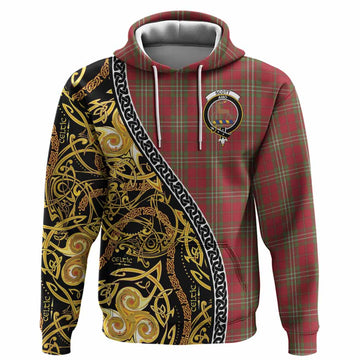 Scott Tartan Crest Hoodie Celtic Knot and Triple Trickle Spiral Symbols