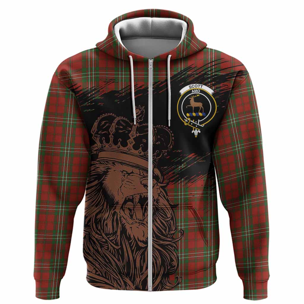 Scott Tartan Crest Hoodie Crowned Lion Heritage Style