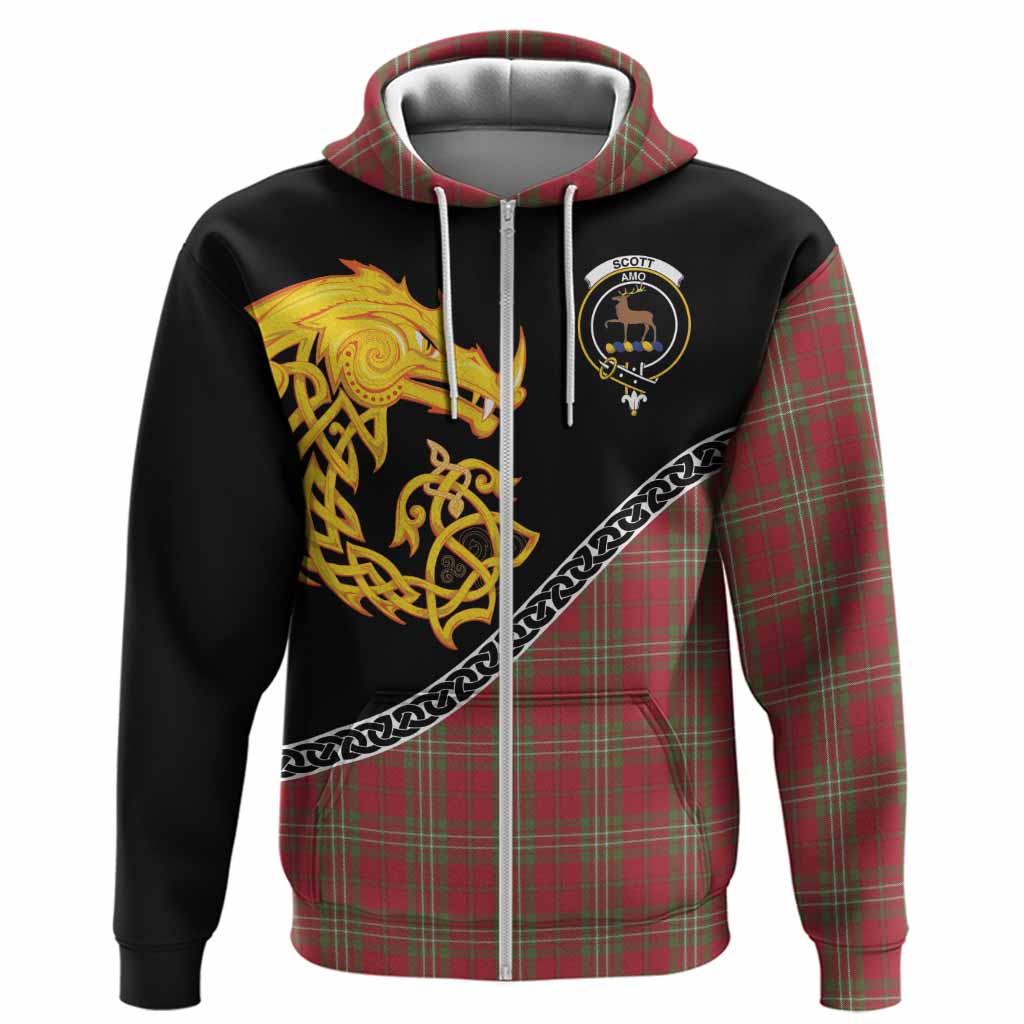 Scott Tartan Crest Hoodie Legendary Dragon Knot Half Style