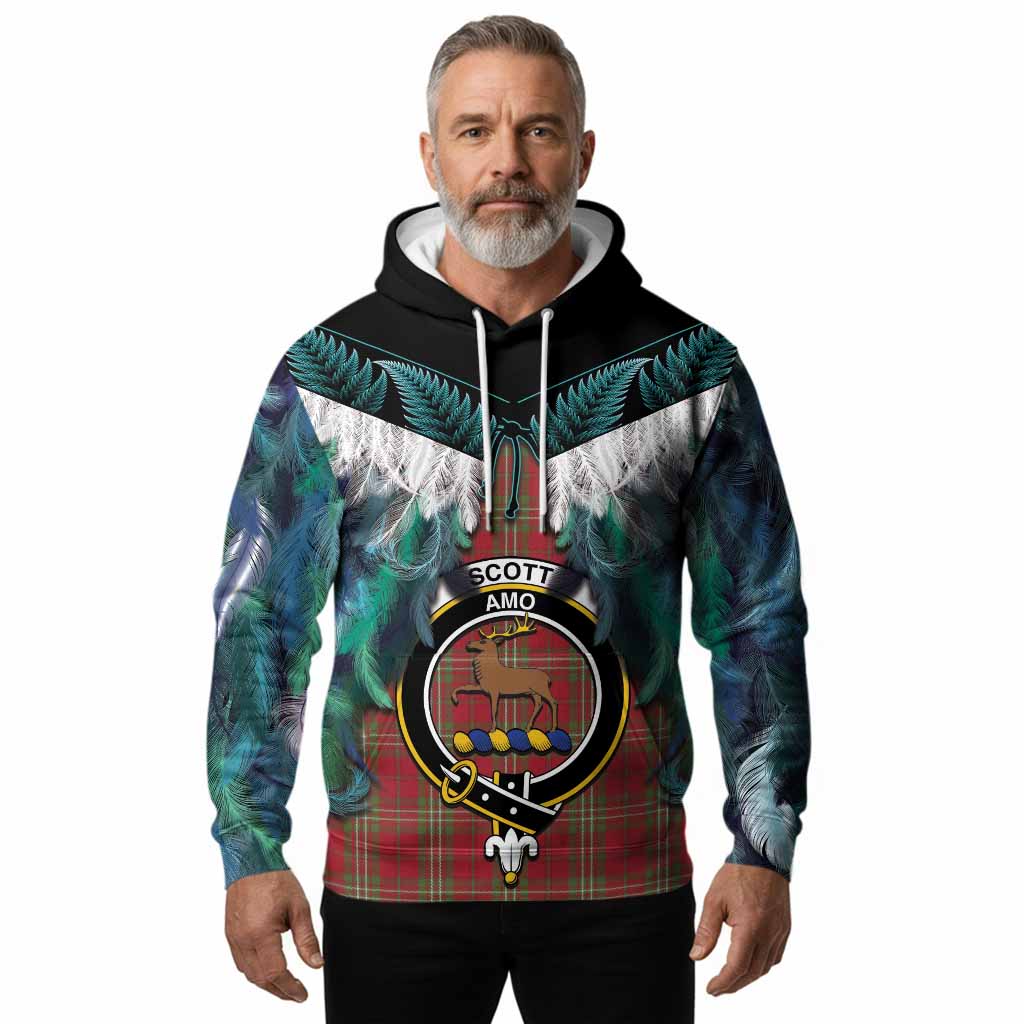 Scott Tartan Crest Hoodie New Zealand Maori Korowai Cloak