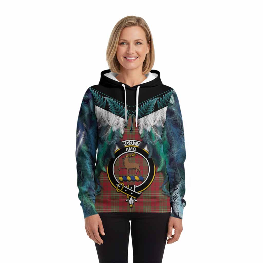 Scott Tartan Crest Hoodie New Zealand Maori Korowai Cloak