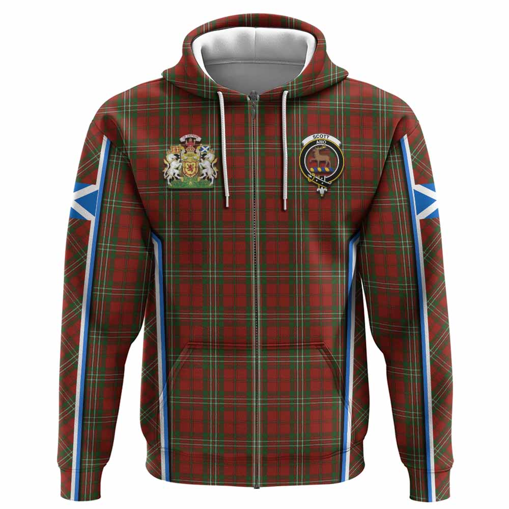 Scott Tartan Crest Hoodie Scotland Coat of Arm Flag Style - Tartan Vibes Clothing
