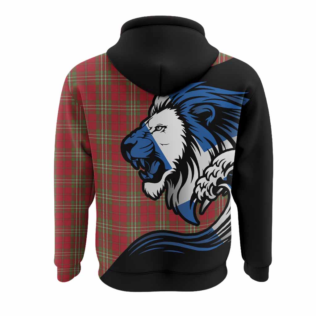 Scott Tartan Crest Hoodie Scottish Golden Lions Wave Flow