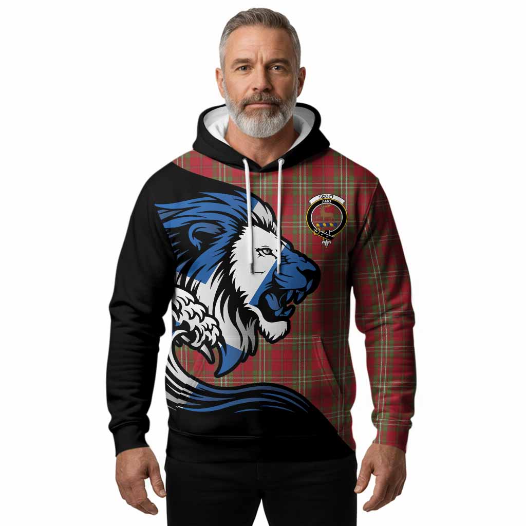 Scott Tartan Crest Hoodie Scottish Golden Lions Wave Flow