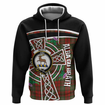 Scott Tartan Crest Hoodie Scottish Thistle Celtic Cross Alba Gu Brath