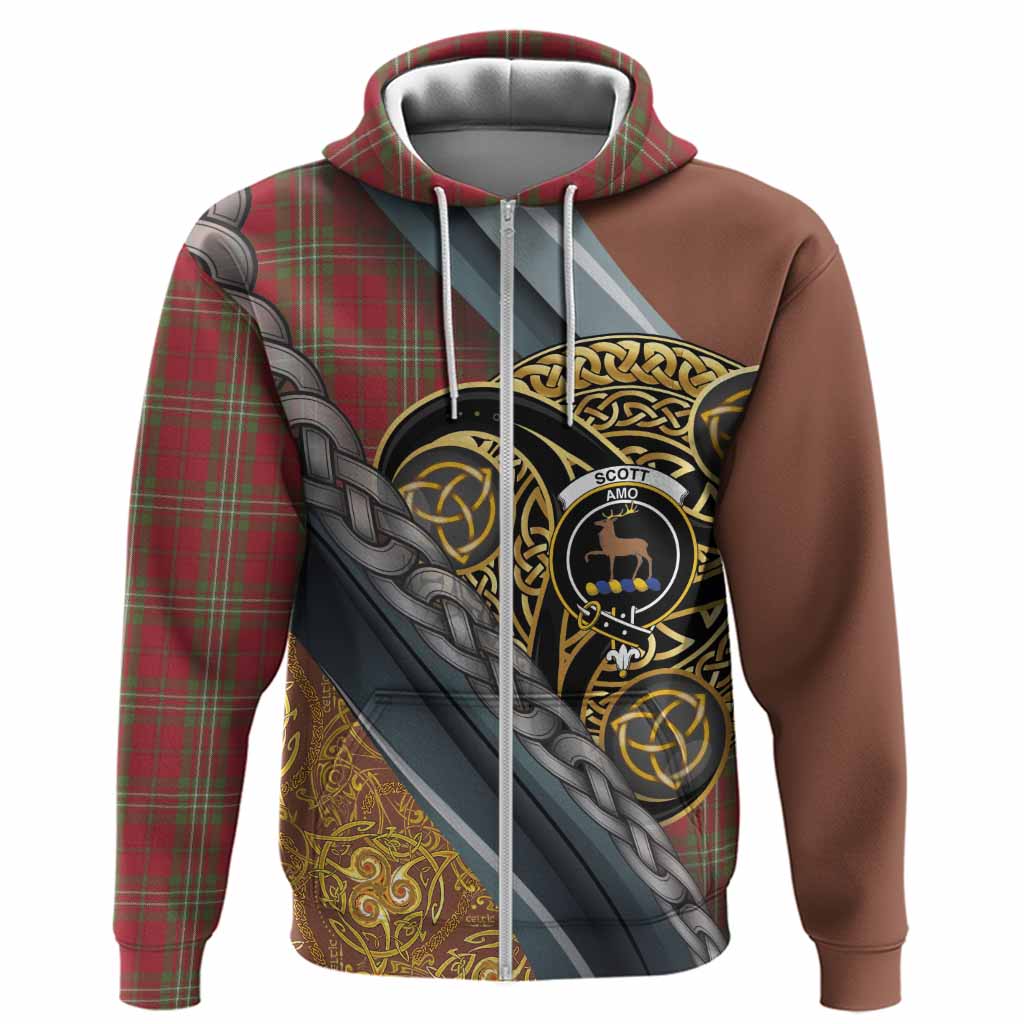 Scott Tartan Crest Hoodie Scottish Triskele Celtic