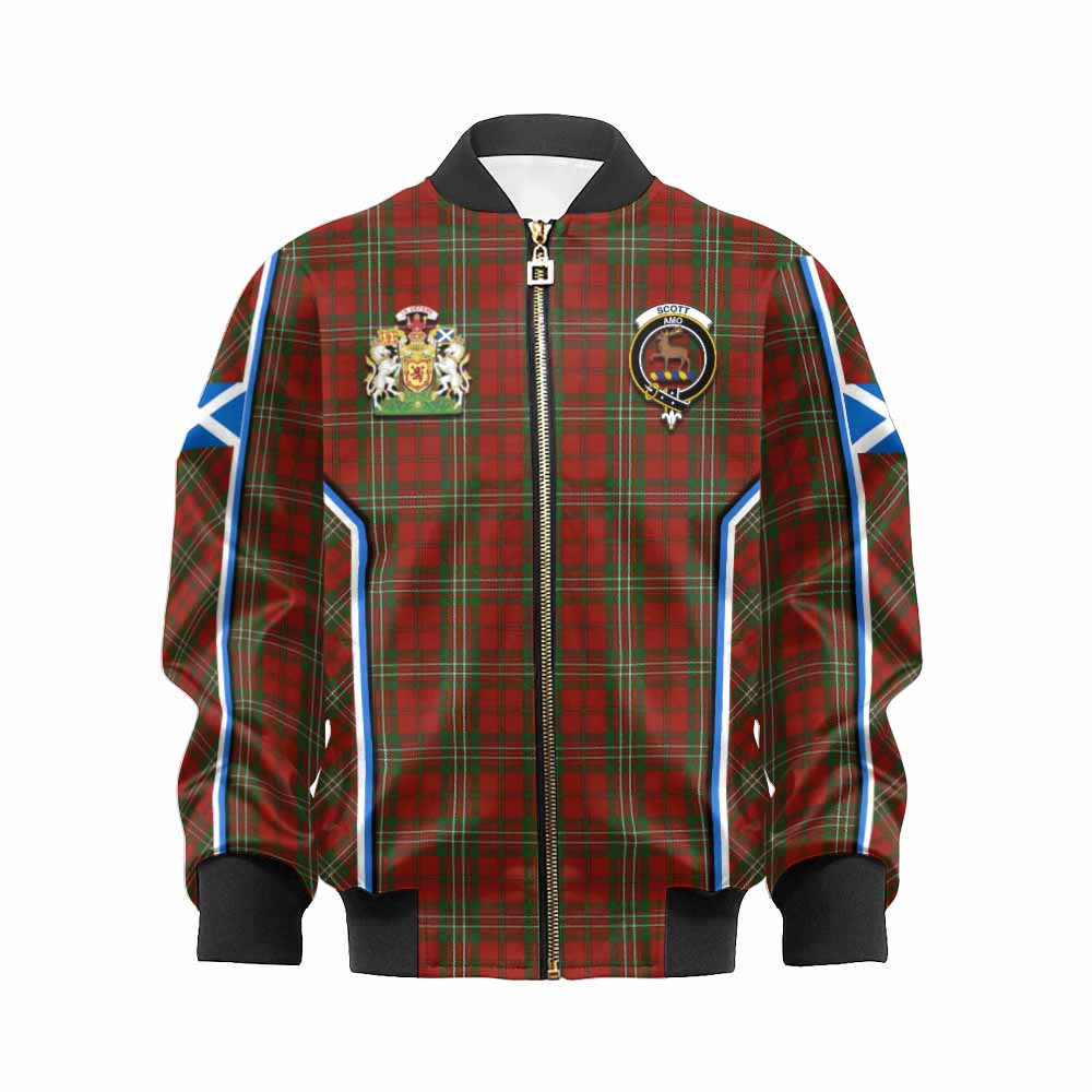 Scott Tartan Crest Kid Bomber Jacket Scotland Coat of Arm Flag Style - Tartan Vibes Clothing