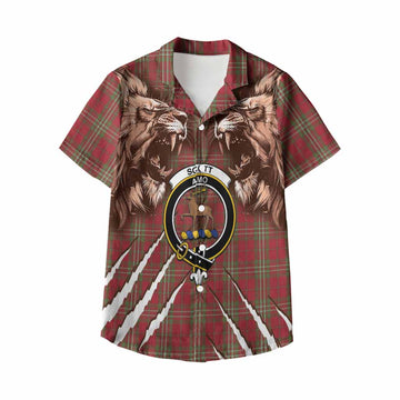 Scott Tartan Crest Kid Hawaiian Shirt Ferocious Lion Style