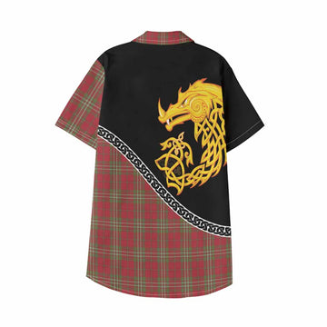 Scott Tartan Crest Kid Hawaiian Shirt Legendary Dragon Knot Half Style