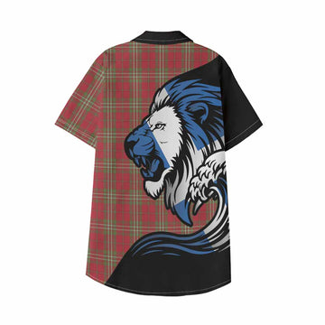 Scott Tartan Crest Kid Hawaiian Shirt Scottish Golden Lions Wave Flow