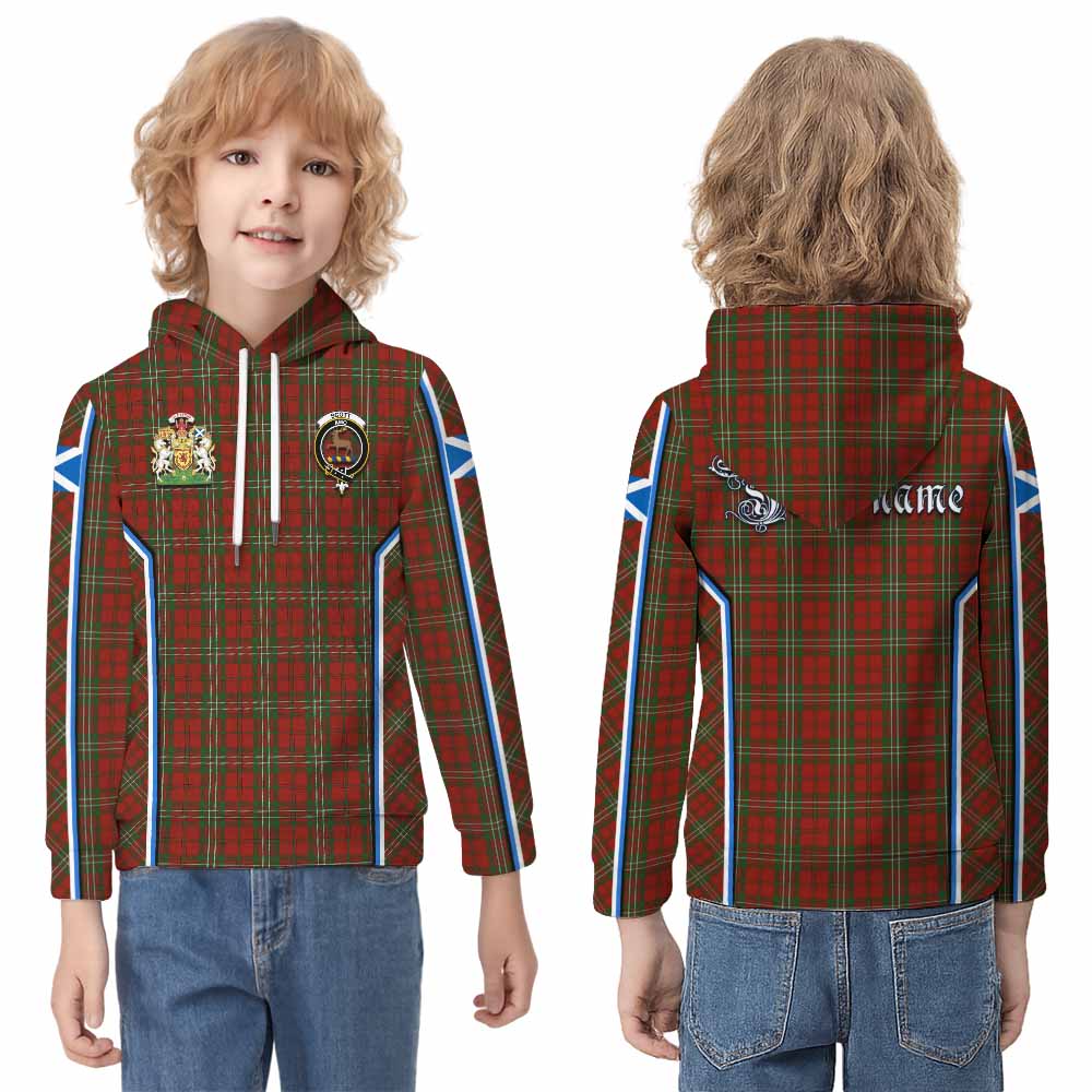 Scott Tartan Crest Kid Hoodie Scotland Coat of Arm Flag Style - Tartan Vibes Clothing